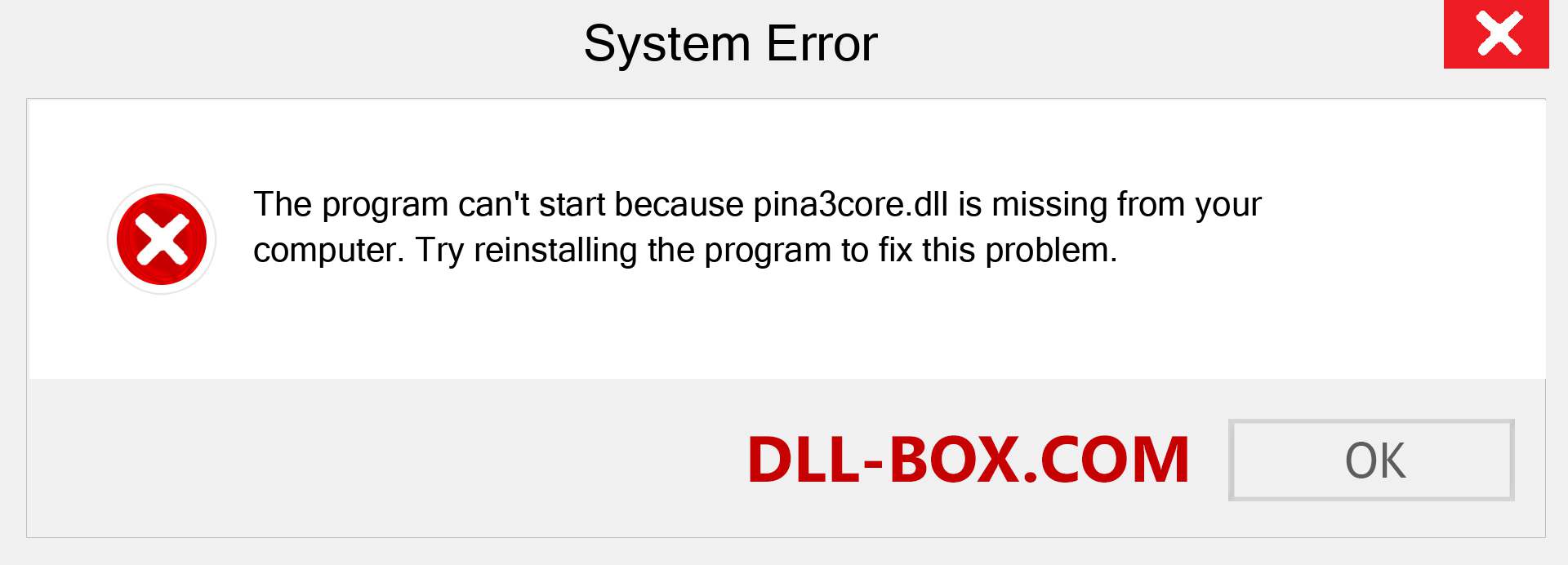  pina3core.dll file is missing?. Download for Windows 7, 8, 10 - Fix  pina3core dll Missing Error on Windows, photos, images